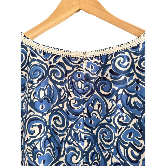 Lilly Pulitzer Blue and White Beaded Embellished Dress Sz Small - Picture 5 of 14